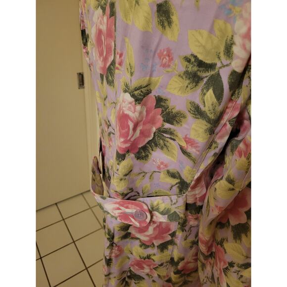 Jacklyn Smith Pastel Floral Print Coat Peacoat Jacket Purple Womens Size Large - Picture 4 of 7
